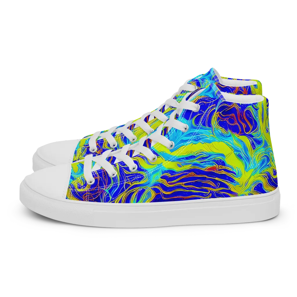 Sapphire Vortex on Men's High Top Canvas Shoes — Left