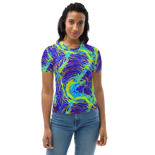 Sapphire Vortex on a Women's Crew Neck T-Shirt