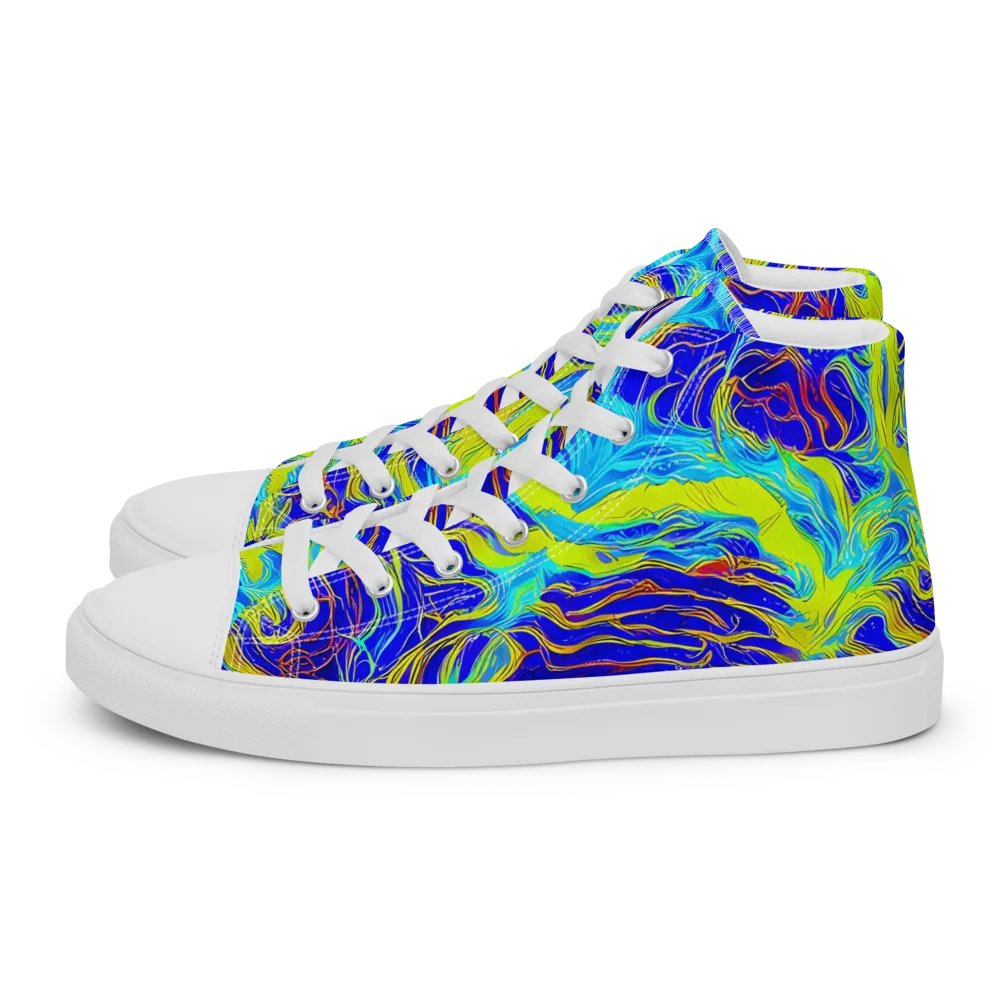 Sapphire Vortex on Women's High Top Canvas Shoes — Left