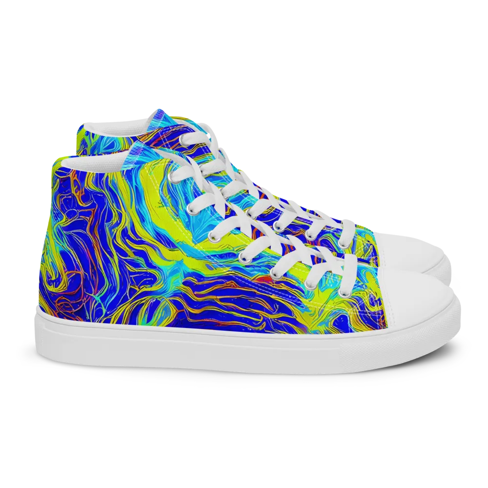 Sapphire Vortex on Women's High Top Canvas Shoes — Right