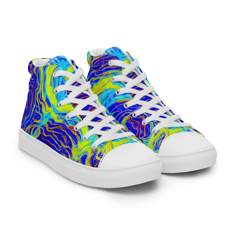 Sapphire Vortex on Women's High Top Canvas Shoes — Right Front