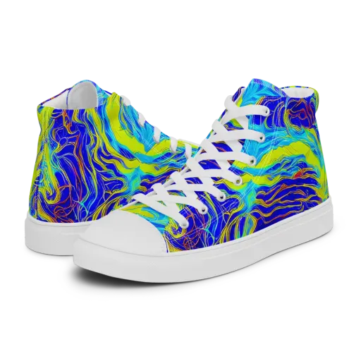 Sapphire Vortex on a Women's High Top Canvas Shoes