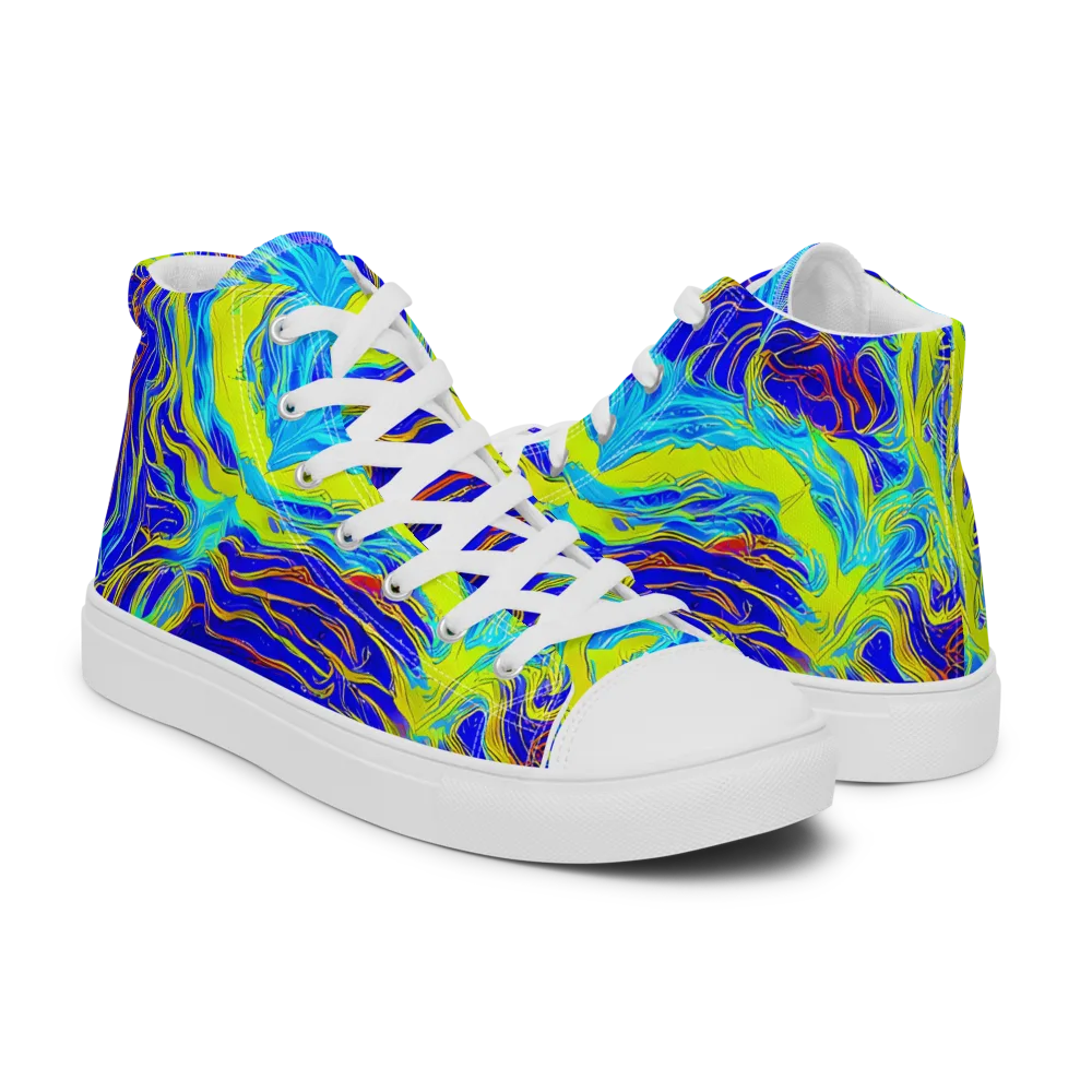 Sapphire Vortex on Women's High Top Canvas Shoes — Right