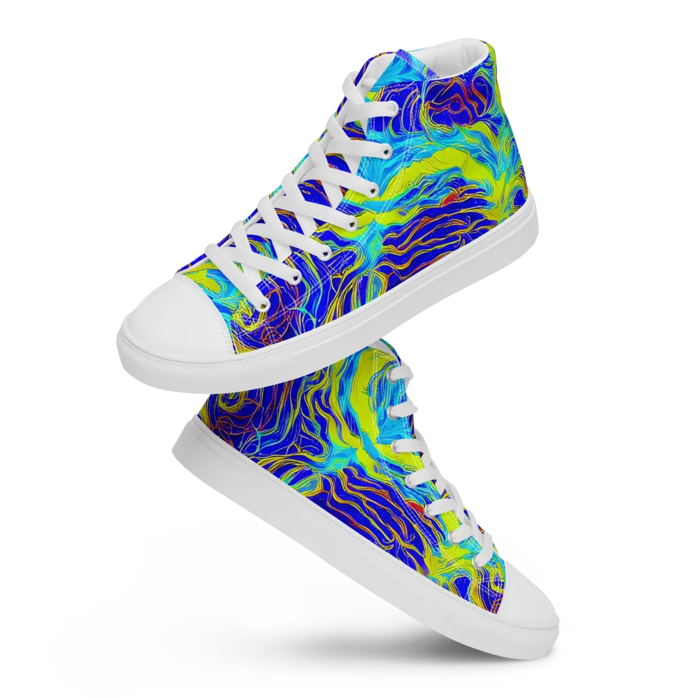 Sapphire Vortex on Women's High Top Canvas Shoes — Front