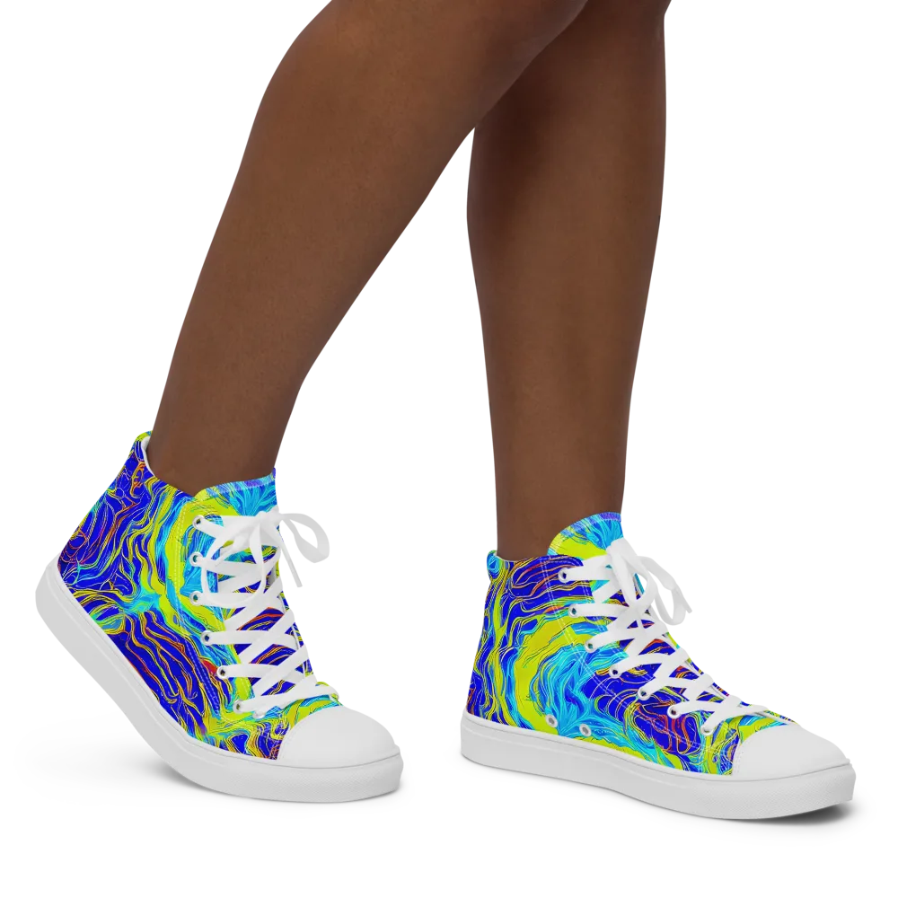 Sapphire Vortex on Women's High Top Canvas Shoes — Right