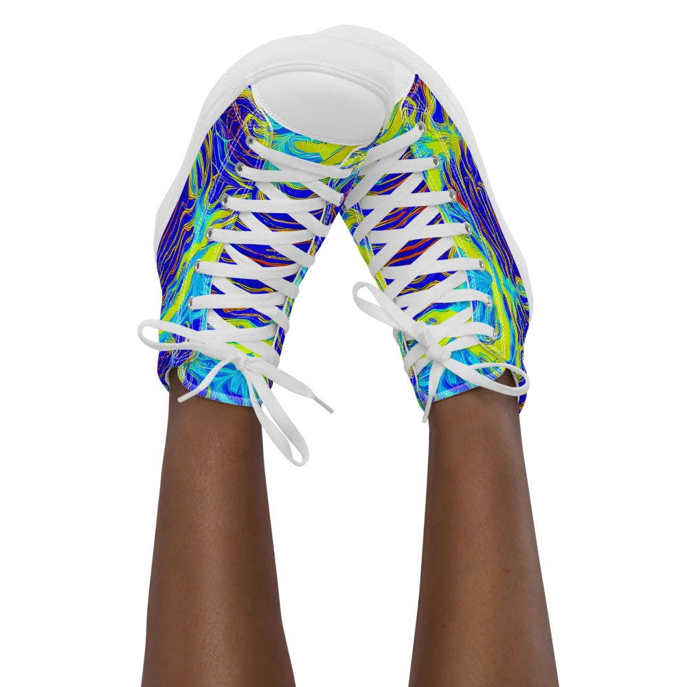 Sapphire Vortex on Women's High Top Canvas Shoes — Front