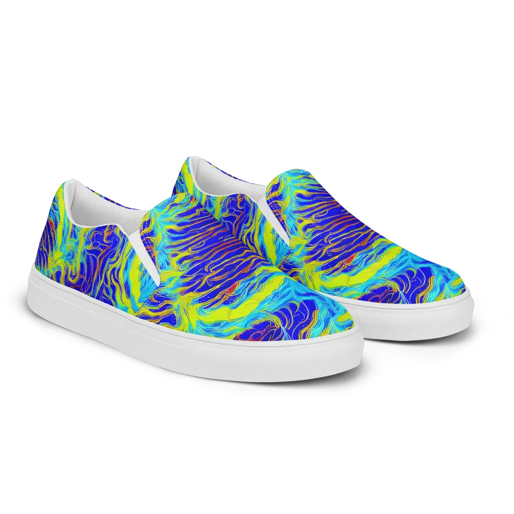 Sapphire Vortex on Men's Slip-On Canvas Shoes — Right Front