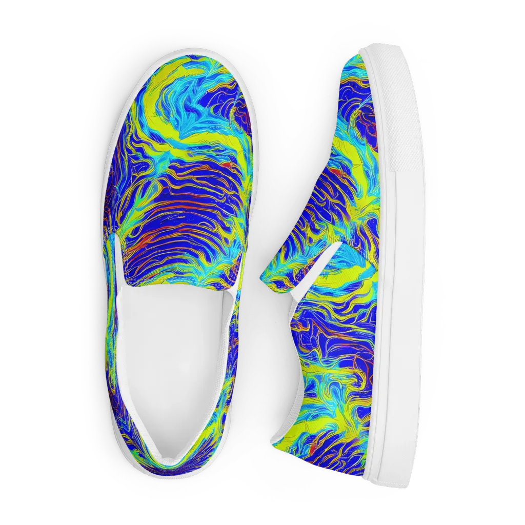 Sapphire Vortex on Men's Slip-On Canvas Shoes — Front