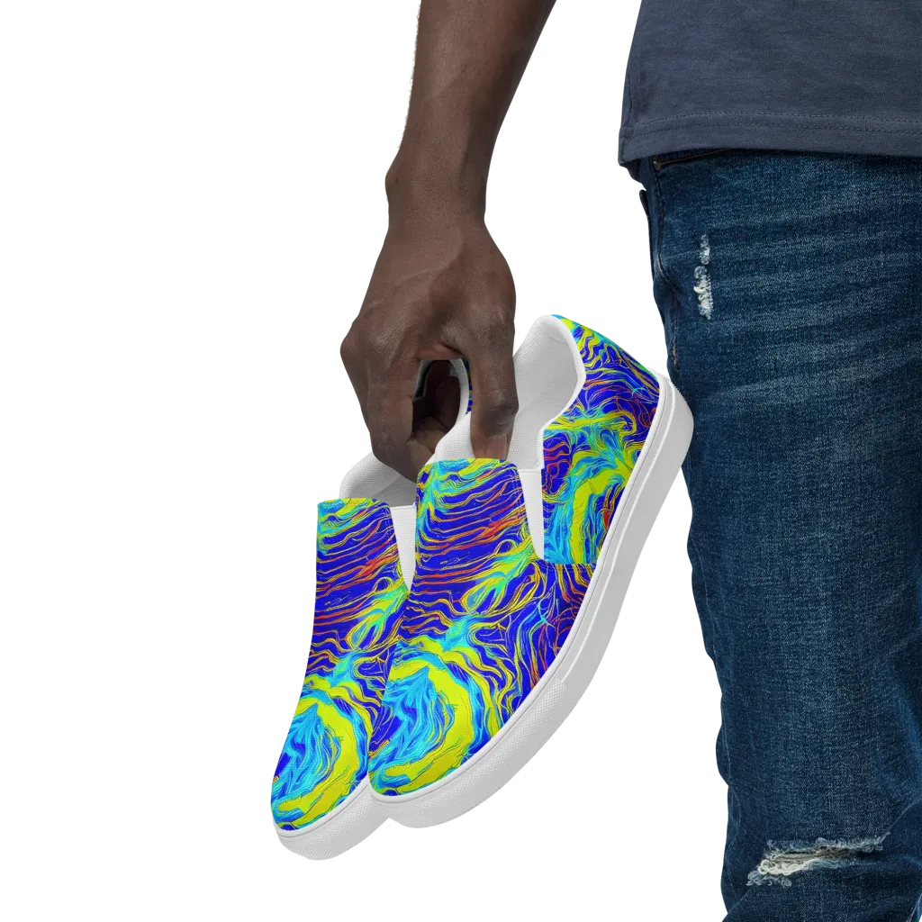 Sapphire Vortex on Men's Slip-On Canvas Shoes — Left Front