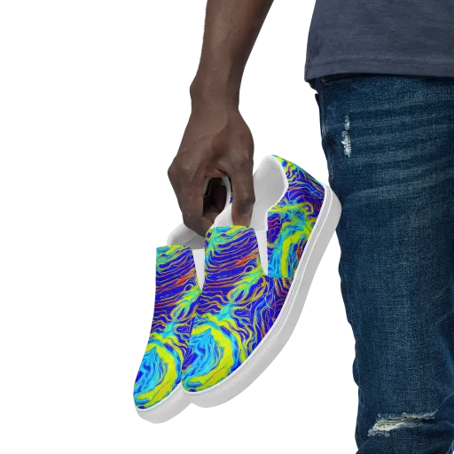 Sapphire Vortex on a Men's Slip-On Canvas Shoes