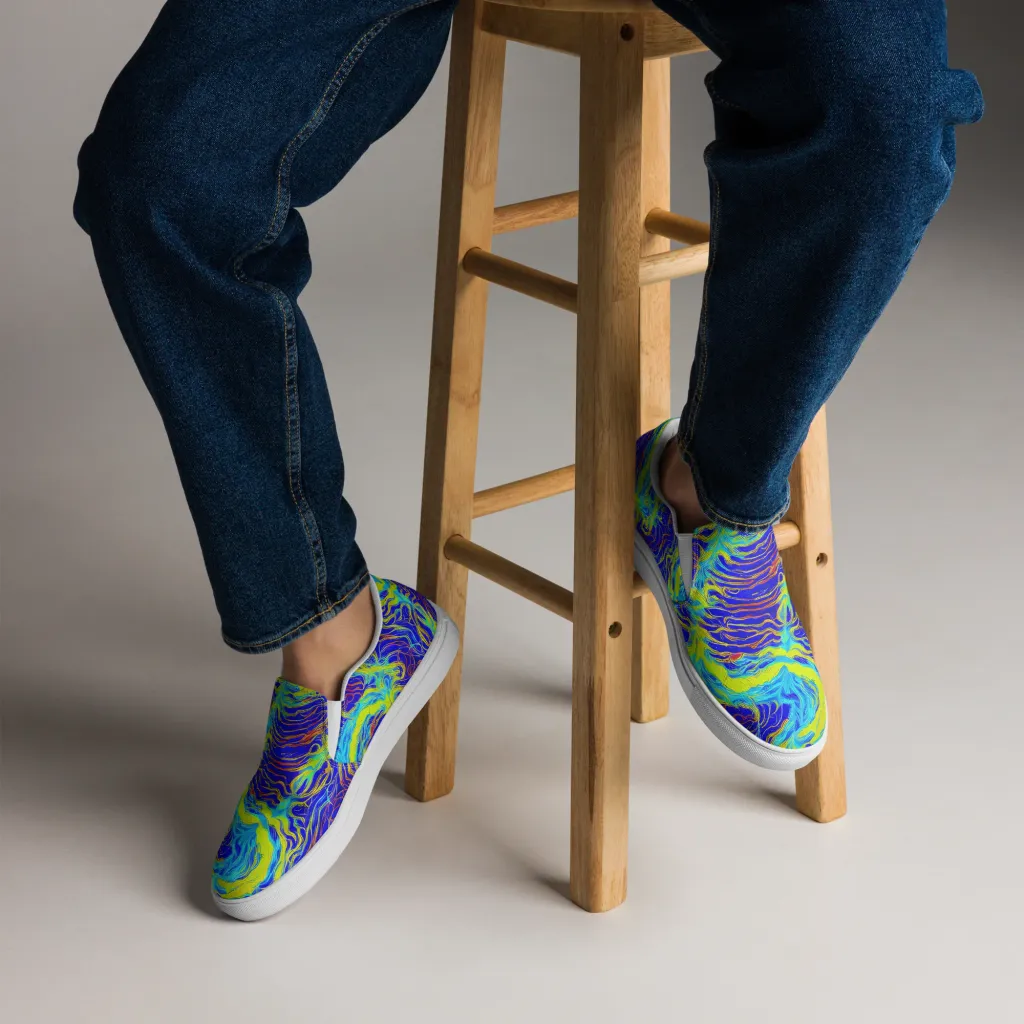 Sapphire Vortex on Men's Slip-On Canvas Shoes — Front