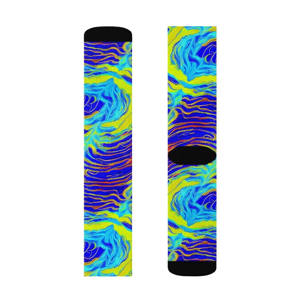 Sapphire Vortex on Socks — Left Sock