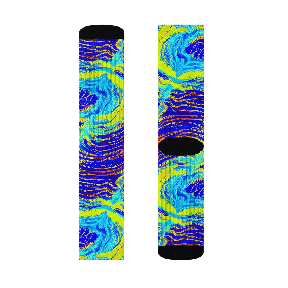 Sapphire Vortex on Socks — Right Sock