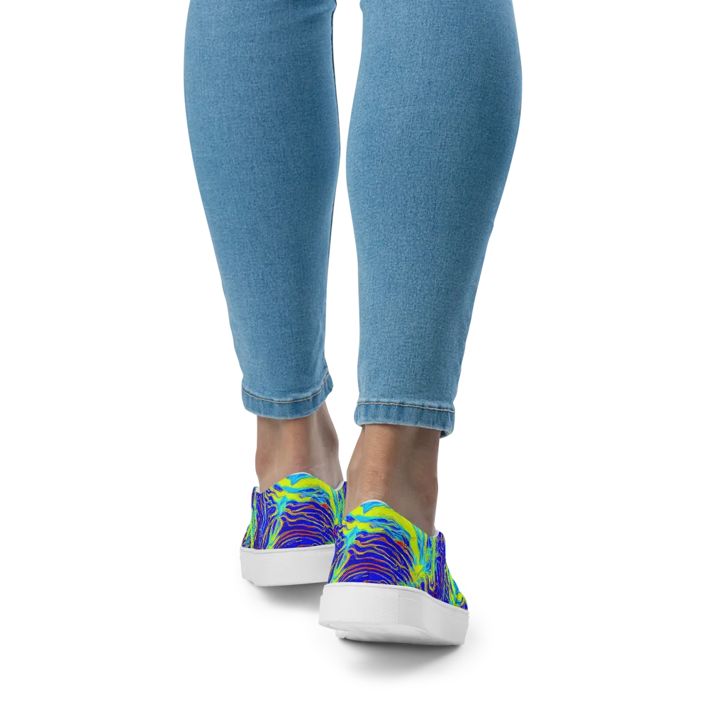 Sapphire Vortex on Women's Slip-On Canvas Shoes — Back