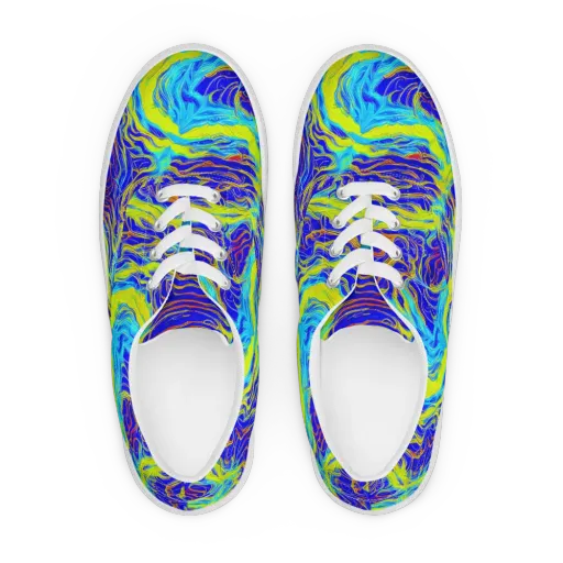 Sapphire Vortex on a Men's Lace-Up Canvas Shoes