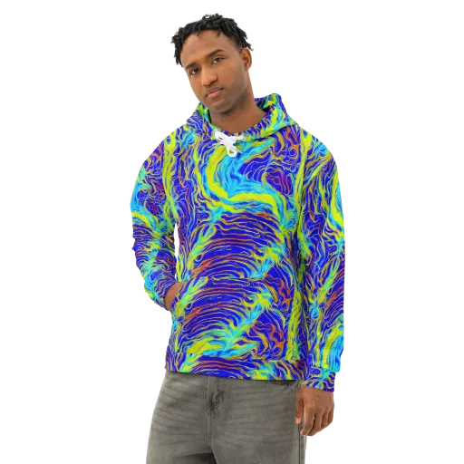 Sapphire Vortex on a Cotton Hoodie