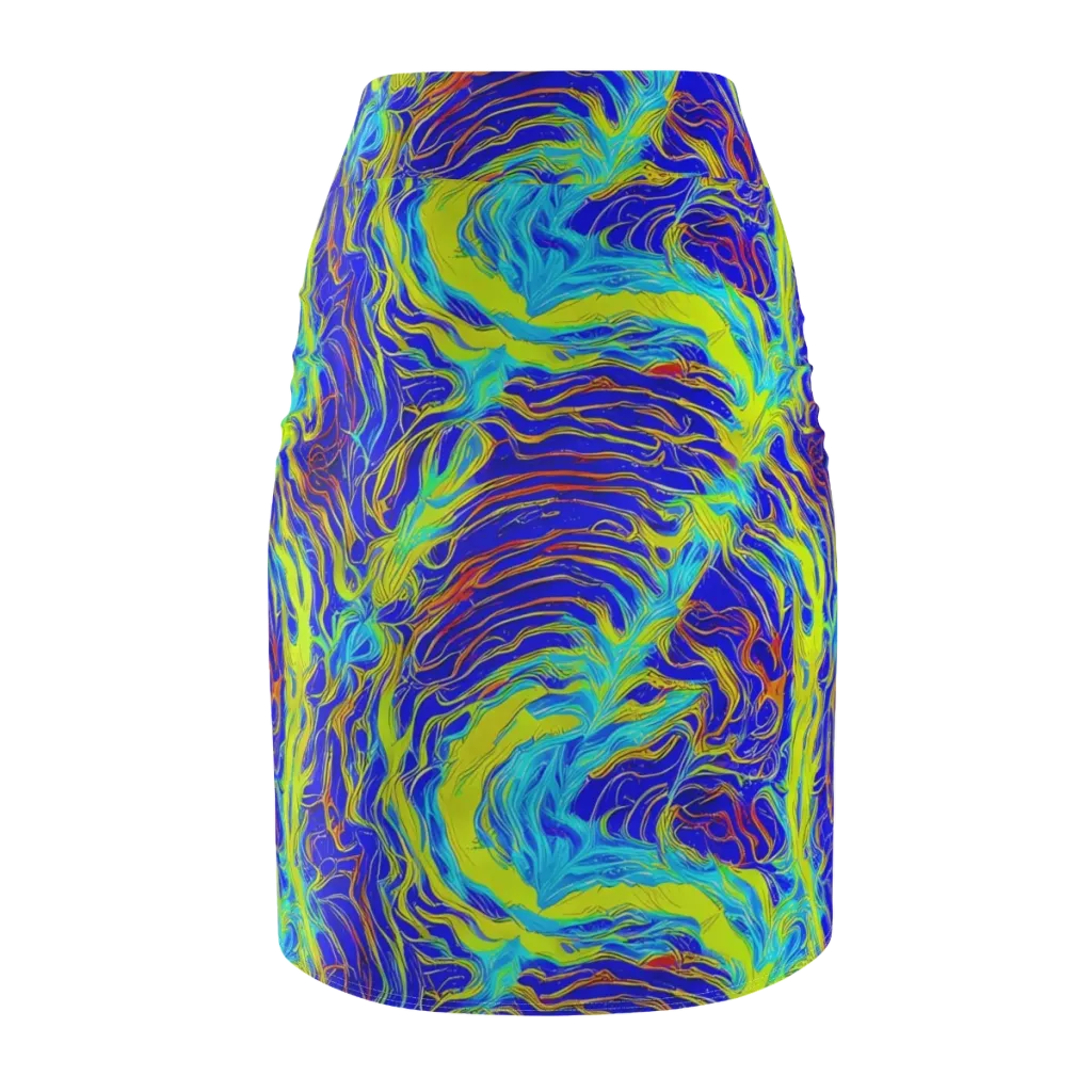 Sapphire Vortex on Pencil Skirt — Back