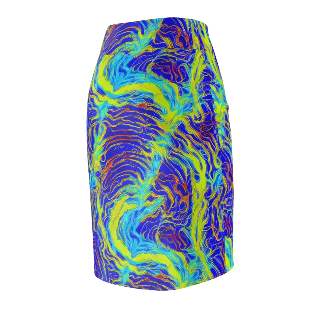 Sapphire Vortex on Pencil Skirt — Back Side