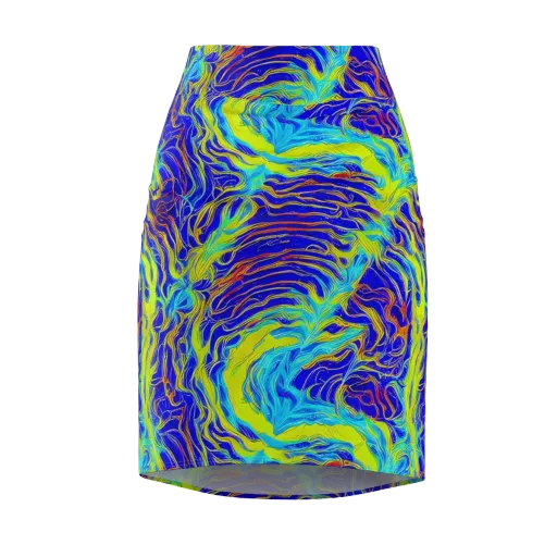 Sapphire Vortex on a Pencil Skirt
