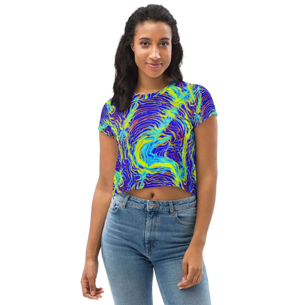 Sapphire Vortex on Crop Tee — Front