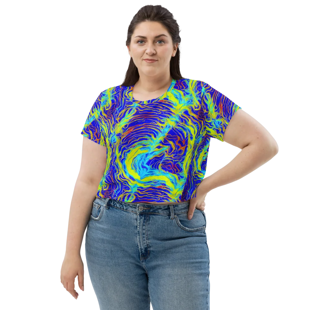 Sapphire Vortex on Crop Tee — Front