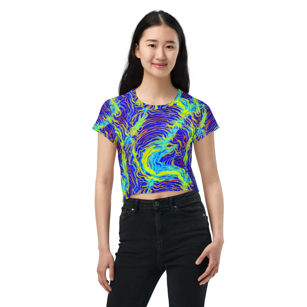 Sapphire Vortex on Crop Tee — Front
