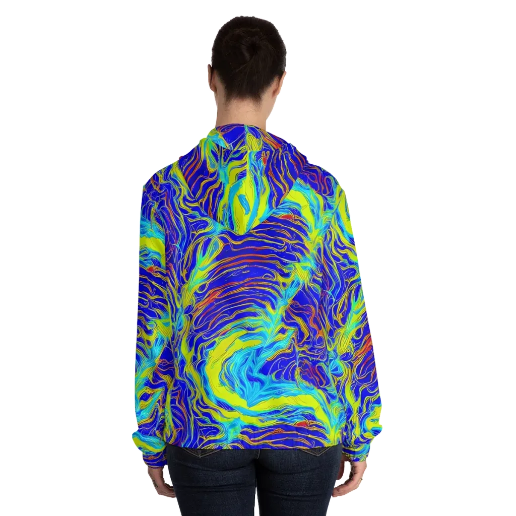 Sapphire Vortex on Women's Full-Zip Hoodie — Back On Person