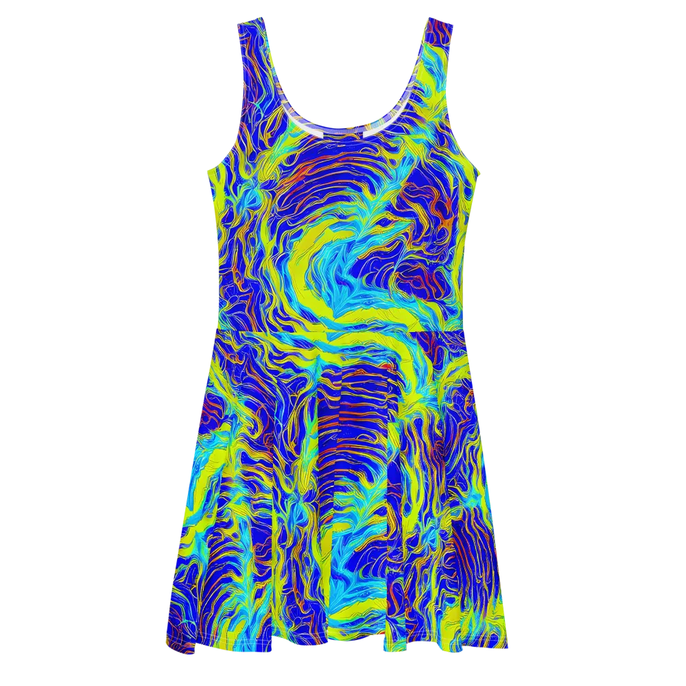 Sapphire Vortex on Skater Dress — Front
