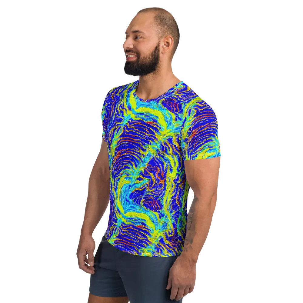 Sapphire Vortex on Men's Athletic T-Shirt — Left