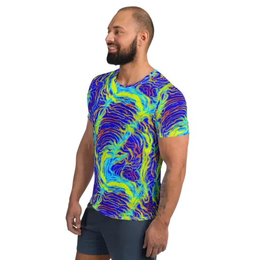 Sapphire Vortex on a Men's Athletic T-Shirt