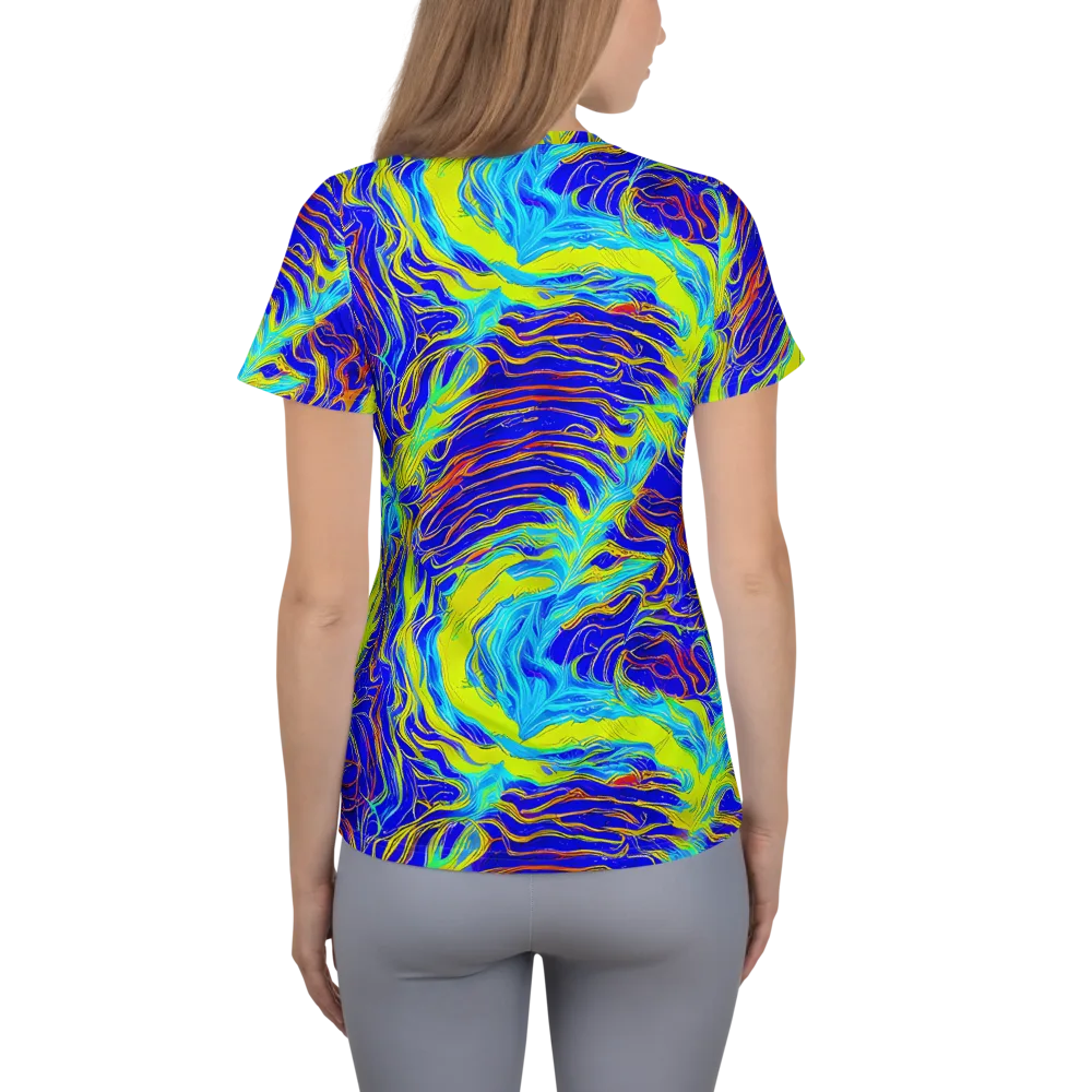 Sapphire Vortex on Women's Athletic T-Shirt — Back