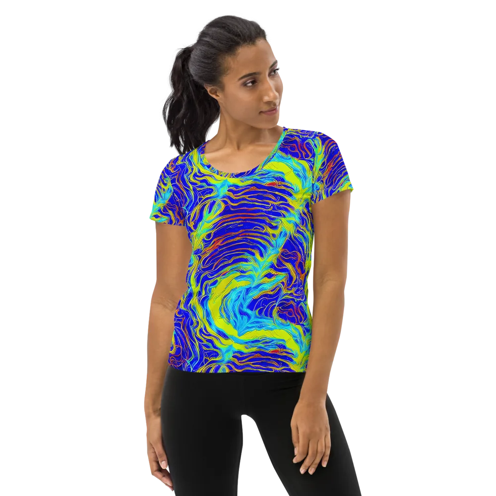 Sapphire Vortex on Women's Athletic T-Shirt — Front