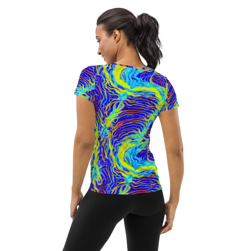 Sapphire Vortex on Women's Athletic T-Shirt — Back