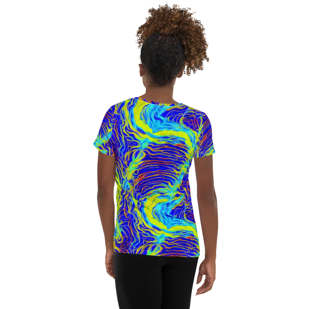 Sapphire Vortex on Women's Athletic T-Shirt — Back