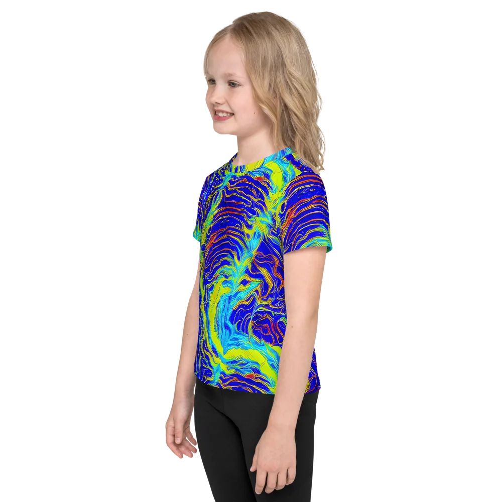 Sapphire Vortex on Kids Crew Neck T-Shirt — Left