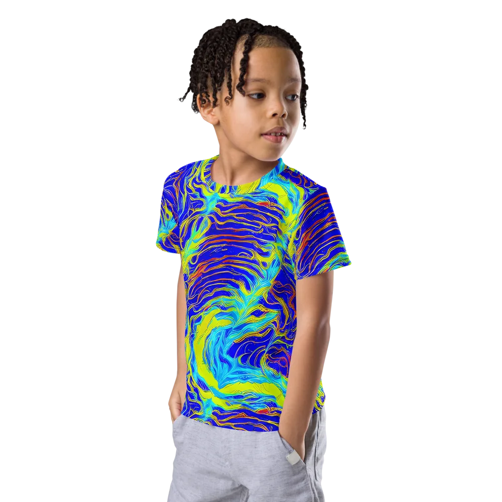 Sapphire Vortex on Kids Crew Neck T-Shirt — Left Front