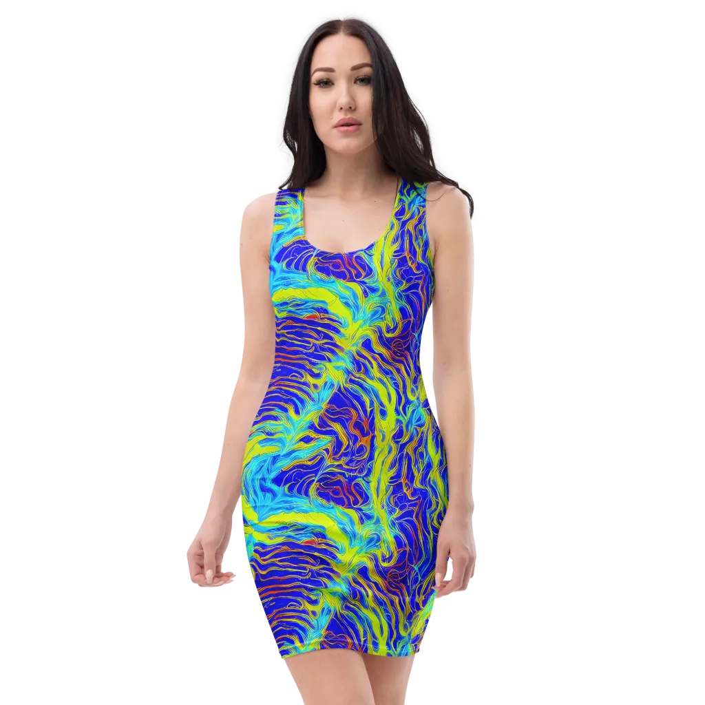 Sapphire Vortex on Bodycon Dress — Front