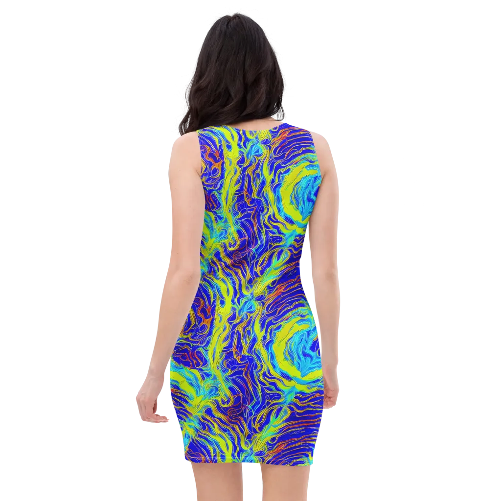 Sapphire Vortex on Bodycon Dress — Back