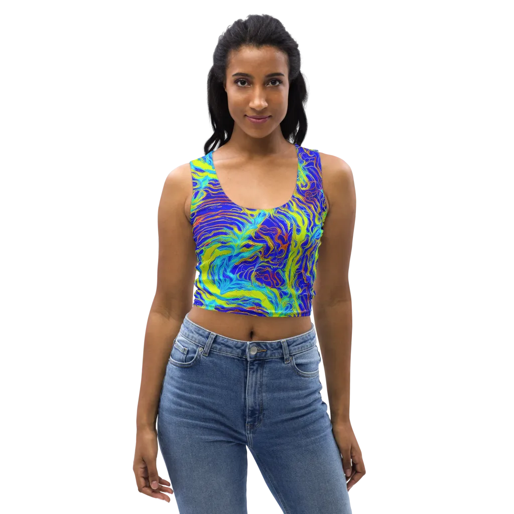 Sapphire Vortex on Crop Top — Front