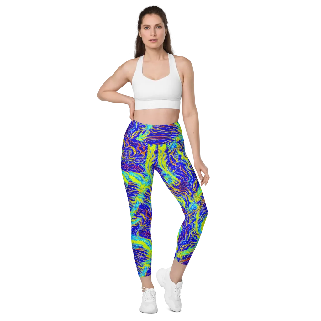 Sapphire Vortex on Leggings with Pockets — Front