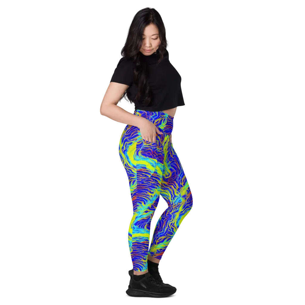 Sapphire Vortex on Leggings with Pockets — Right