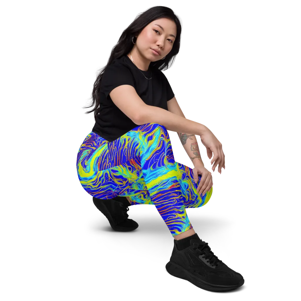Sapphire Vortex on Leggings with Pockets — Right Front