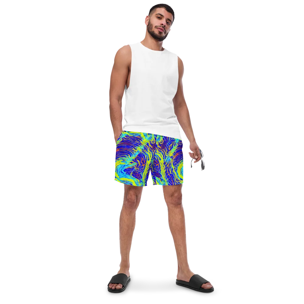 Sapphire Vortex on Swim Trunks — Front
