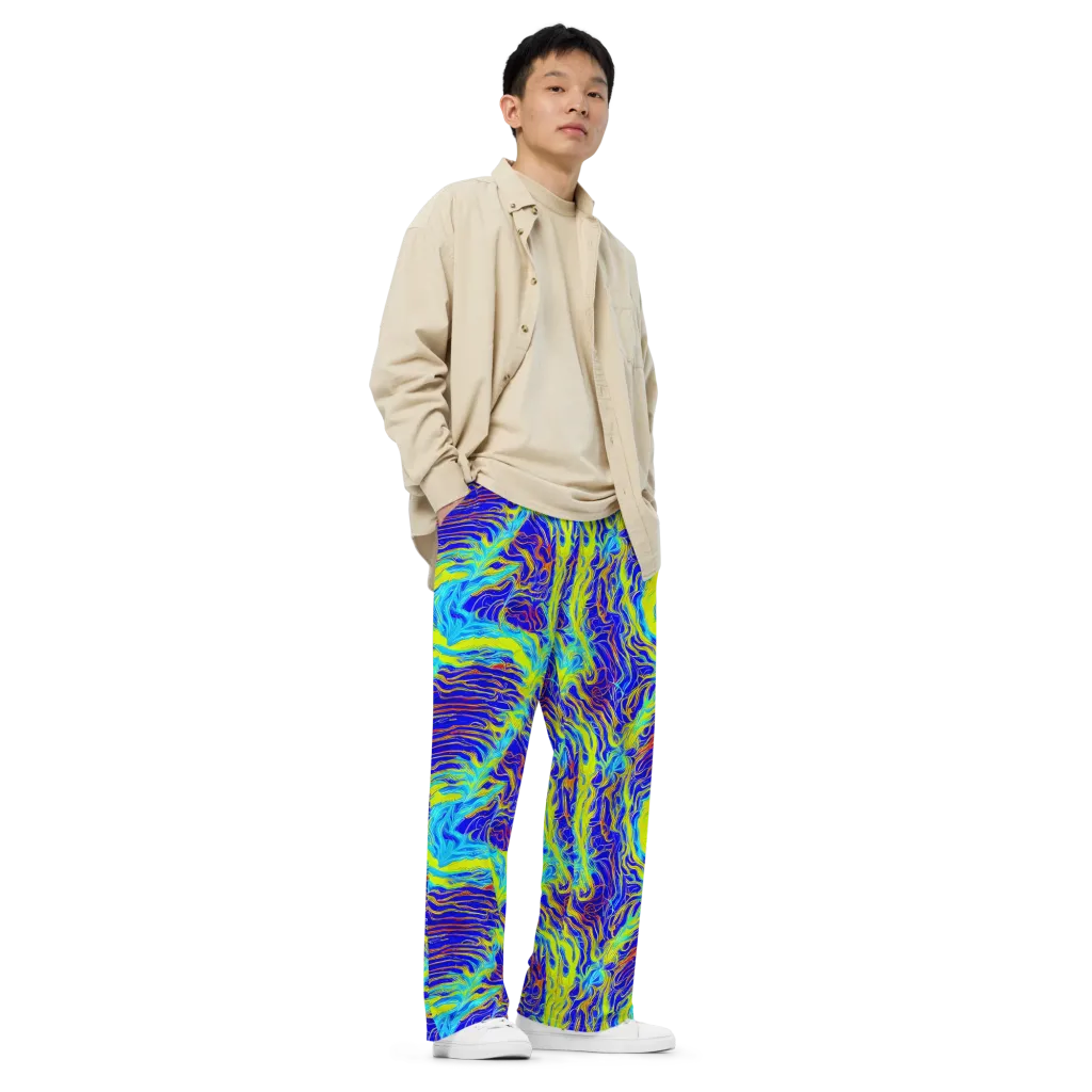 Sapphire Vortex on Wide-Leg Pants — Right Front