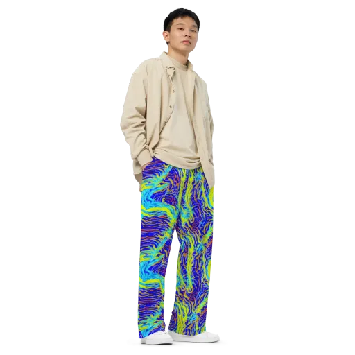 Sapphire Vortex on a Wide-Leg Pants