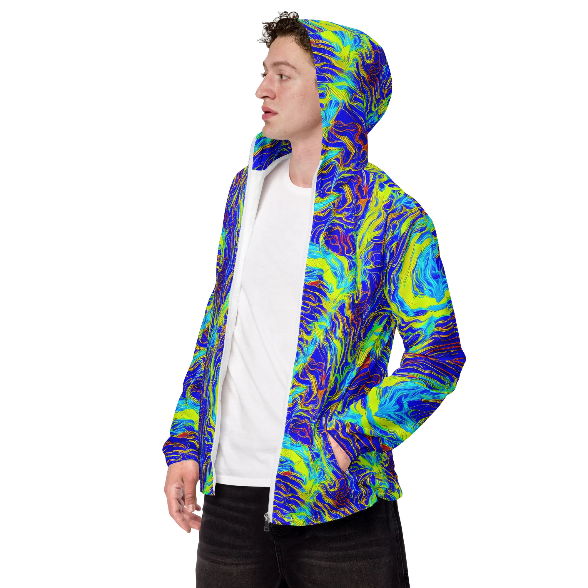 Sapphire Vortex on Men's Windbreaker — Left Front