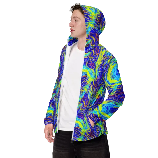 Sapphire Vortex on a Men's Windbreaker