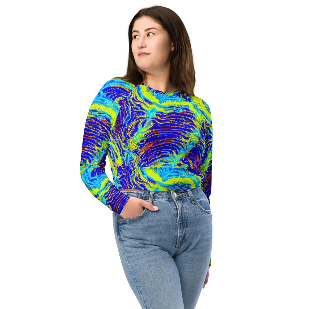 Sapphire Vortex on Long Sleeve Crop Top — Front