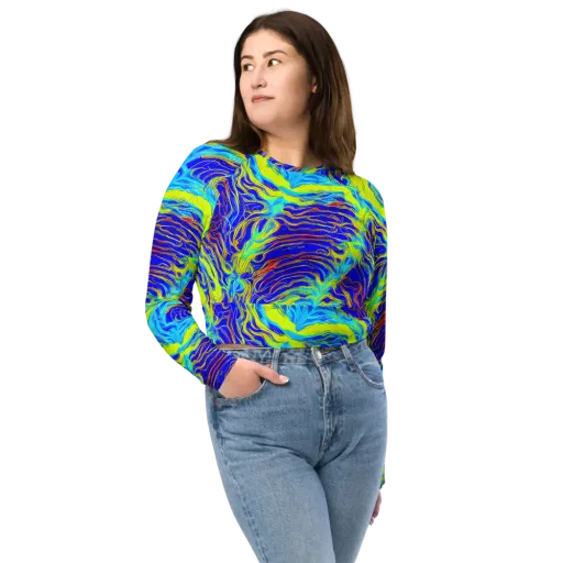 Sapphire Vortex on a Long Sleeve Crop Top