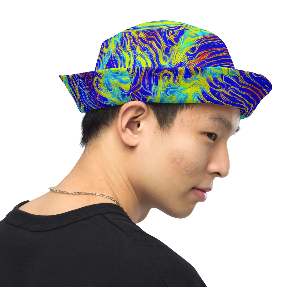 Sapphire Vortex on Reversible Bucket Hat — Right Outside